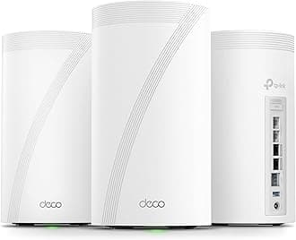 Tri-Band WiFi 7 BE22000 Whole Home Mesh System (Deco BE85) | 12-Stream 22 Gbps | 2× 10G + 2× 2.5G Ports Wired Backhaul, 8× High-Gain Antennas | VPN, AI-Roaming, 4×4 MU-MIMO, HomeShield(3-Pack)