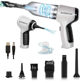 Car Vacuum Cleaner 2 in 1 with 3 Attachments & Blower | Cordless Handheld Vacuum Cleaner for Wet & Dry Cleaning for Home/Office/Car/Keyboard/Travel/Sofa/Office (RichGrey) (Grey)