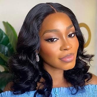 Body Wave Lace Front Wigs Human Hair Glueless Bob Wig Human Hair Pre Plucked Pre Cut Wear and Go No Glue 4x4 Lace Closure Wigs for Black Women (14 inch)