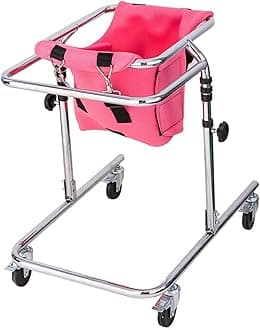 Child Rehabilitation Rollator, 4 Wheel Gait Trainer Stand Upright Walker, Height Adjustable Standing Walking Frame, for Toddlers, Kids, Teens with Special Needs, Cerebral Palsy