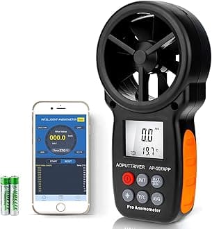 Digital Bluetooth Anemometer Handheld, AP-007APP Wireless Anemometer Wind Speed Meter Measuring Wind Speed/Temperature with Backlit and Max/Min/AVG for Shooting, Sailling, Flying, Climbing, Cycling