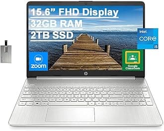 HP 2022 15.6 FHD Laptop Computer, 11th Gen Intel Core i5 1135G7(Beats Intel i7 1065G7), 32GB RAM | 2TB SSD | Free 32GB USB Business Card