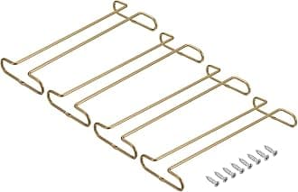 uxcell Wine Glass Rack Under Cabinet, 4Pcs 10-Inch Stemware Wine Glass Hanging Rack Stainless Steel Wine Glass Organizer Storage Hanger for 5mm Stemware Column, Gold