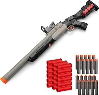 Safe Toy Double Barrel Gun for Boy with Ejecting Shell Soft Bullets,Realistic Model Shotgun Toys Foam Blaster Play Gun Toy with Soft Bullet Look Real Hunting Action for Children (Shootgun_2)