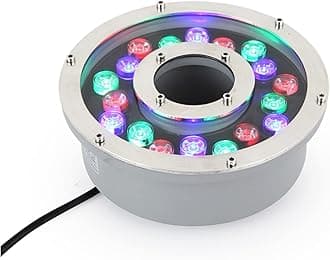 LED Ring Fountain Light, Pond Landscape Lights IP68 Waterproof Middle Hole Pond Lights Submersible for Underwater Fountain Pool (Color : RGB, Size : 12W(24V))