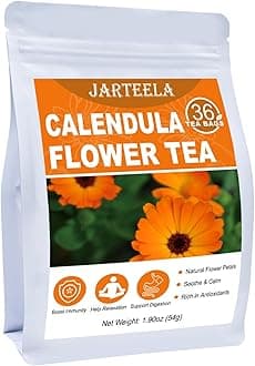 Jarteela Calendula Tea Bags, 1.5g x 36 - Natural, Non-GMO, Caffeine-free - Supports Digestion & Skin Health