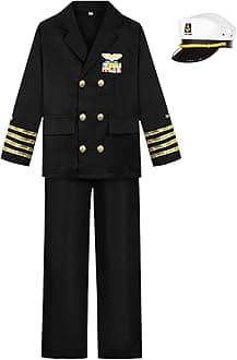 Navy Admiral Costume for Kids Ship Captain Uniform for Boy’s Halloween Dress Up Career Day Birthday Gifts