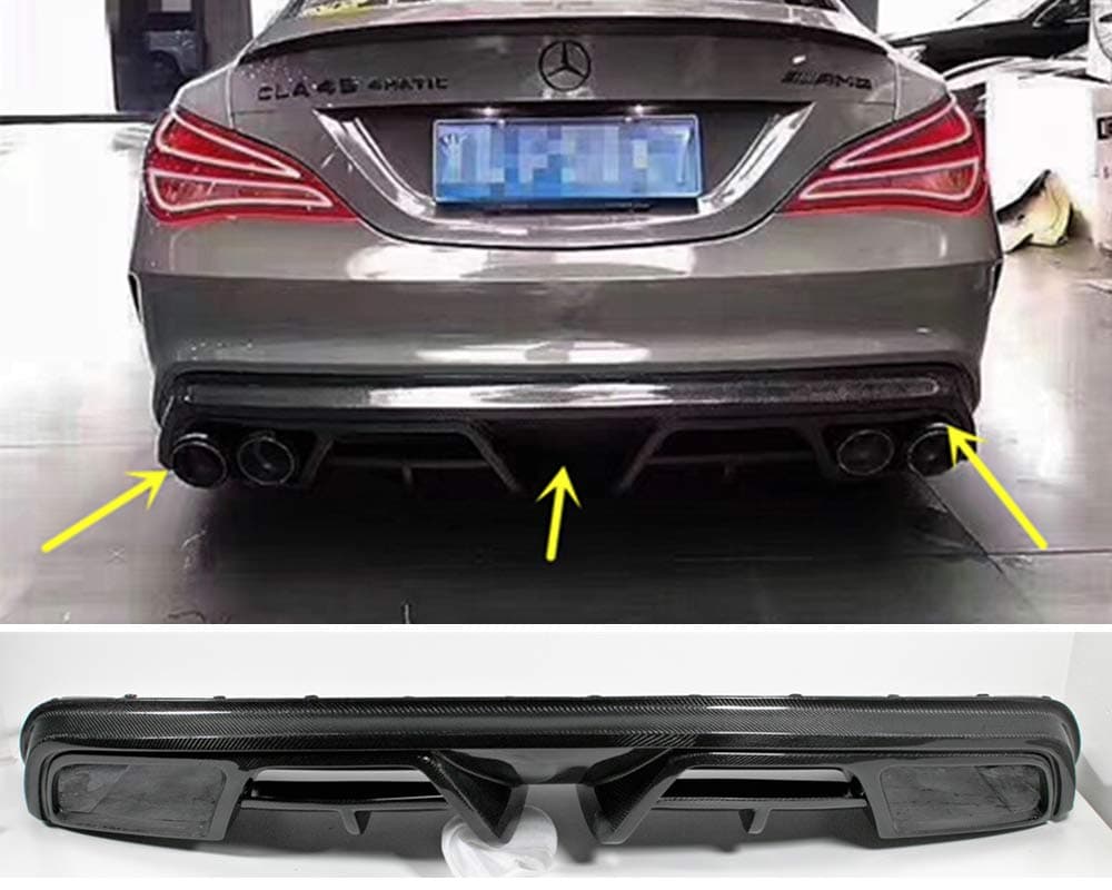 Max Car Carbon Rear Diffuser Performance Bumper Suitable for AMG CLA45 C117 X117 Big Diffuser