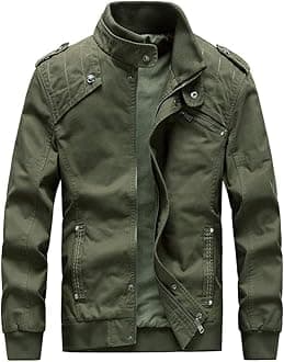 Buytop Men's Casual Winter Cotton Military Jackets Outdoor Full Zip Army Coat
