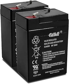 6v 5ah Battery AGM SLA Rechargeable Battery Replaces 6v 4.5 ah Rechargeable Battery, 6v Battery for Ride on Toys, Emergency Lights ELB-0604 Battery ELB0604 (2)