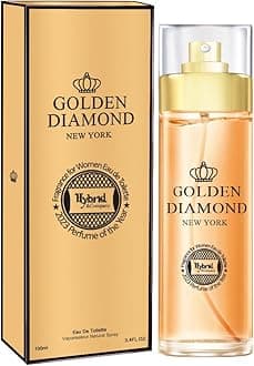Hybrid & Company Golden Diamond Eau De Parfum Natural Spray Fresh Floral Scent, 3.4 Fl Oz