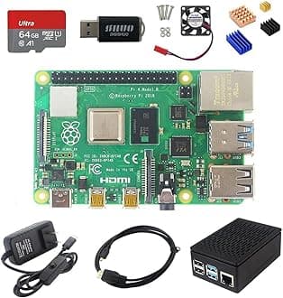 DIGISHUO Raspberry Pi 4B Model B 4GB RAM DIY Kit | with Case | Pi Cooling Fan | San Disk 64G SD Card Micro-SD | Micro HDMI Cable | Sufficient 5V 3A Power Supply (4G Module 8 in 1 Kit)
