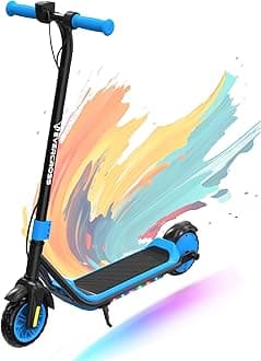 EVERCROSS E6 Electric Scooter for Kids, 7" Lightweight E-Scooter for Ages 6-12, Electric Scooter with A Range of Up to 20 km and 7-Color Lights, 3 Speed Modes (8, 12, 16 km/h)