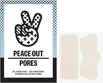 PEACE OUT Skincare Pores. Hydrocolloid Pore-Refining Nose and Face Strips with Vitamin A to Shrink Enlarged Pores and Remove Excess Oil (4 pore and 4 nose strips)