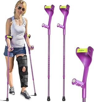 Forearm Crutches Pair, Folding Forearm Crutches Lightweight Adjustablewith Rubber Handles, Comfortable Grip and Wear-Resistant, Non-Slip Forearm Crutches for Heavy Duty