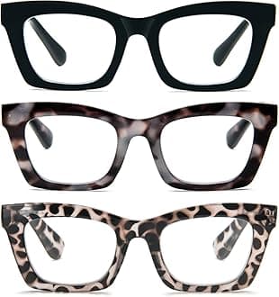 REAVEE Oprah Style Reading Glasses for Women, Blue Light Blocking Stylish Oversized Computer Readers Spring Hinge