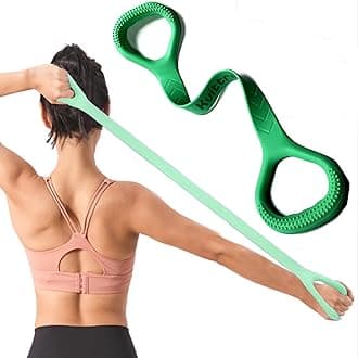 Figure 8 Resistance Band, Arm Back Shoulder Exercise Elastic Rope Stretch Fitness Band, Foot, Leg, Hand Stretcher, Arm Exerciser for Yoga Pilates Stretching Physical Therapy, Home Gym Workout