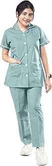 UNIFORM CRAFT Female Nurse Uniform | Hospital Staff, clinics, Home Health, Nurse Uniforms for Women made of Polyester-Cotton (XXL, Ash Green)