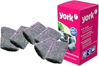 YORK Steel Wool Soap Pads - Pre-Soaped for Effortless Kitchen Cleaning, 6-Pack [005010] - Durable Steel Wool Scrubbers for Tough Grease and Stains, Ideal for Pots, Pans, and Grills