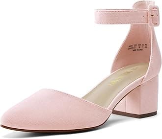 DREAM PAIRS ANNEE Pointed Toe Low Chunky Heels Pump Shoes