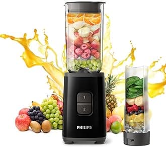 Domestic Appliances Plastic HR2602/90 Mini Blender Mixer Grinder | Smoothie Maker | 350W Power | 2-Jar Capacity | With Variable Speed Control | Perfect for Smoothies, Mixing & More, Black