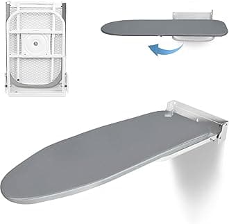 VerRich Foldable Wall Mounted Ironing Board 36” x 12”180°Rotatable Ironing Boardwith Heat Resistant Cover, Space-Saving for Home, Laundry Room,Apartment & Dorms, Gray