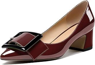 Eldof Pointed Toe Pumps,Classy 2 Inches Block Heel Chic Pumps, Confort Buckle Heel for Office Wedding Dress