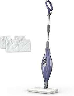 Steam Pocket Mop with 2 Washable Double-sided Pads, Steam Sanitization, Swivel Steering, Lightweight, Steam Cleaner for Sealed Hard Floors, Hardwood, Marble, Tile, Purple, S3501