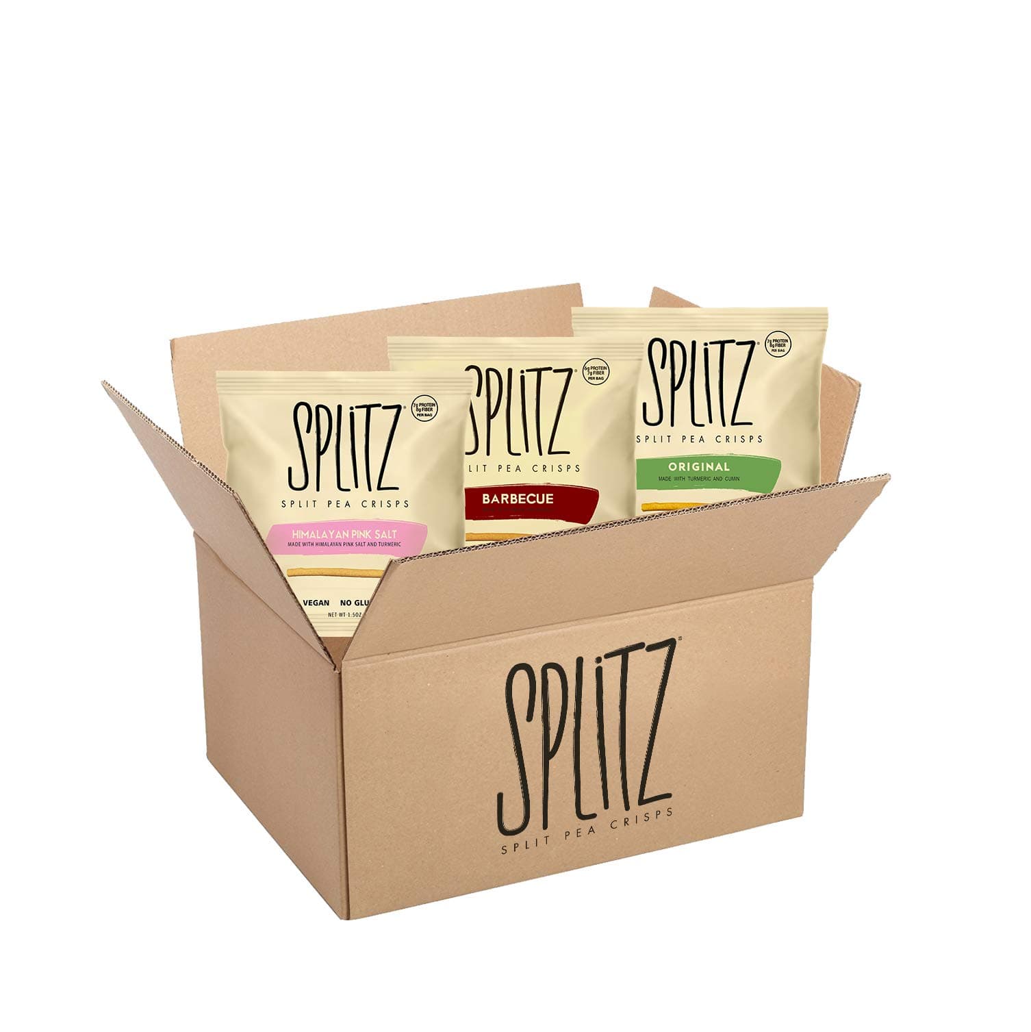 SPLITZ Split Pea Crisps Sample Pack (1.5oz) 5ct Plant-Based, Organic, Non-GMO, Vegan, Gluten-Free, Superfoods, Healthy Snack for Kids and Adults, High Protein, High Fiber, Low Calorie