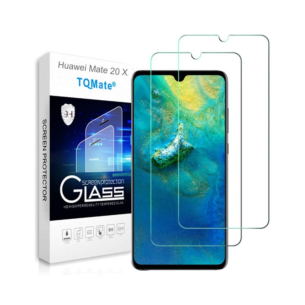 TQmate 2Pack，Compatible for Huawei Mate 20 X Screen Protector, tempered glass with 9H Hardness, Scratch resistant, Anti-Oil, 2.5D Round Edge