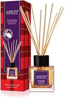 Home Luxury Perfume Reed Diffuser + 10 Rattan Reeds, Patchouli Lavender Vanilla 50 ml