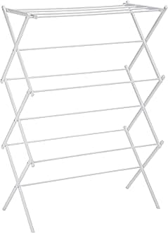Amazon Basics Foldable Laundry Rack for Air Drying Clothing - 29.4 x 14.8 x 41.9 inches (LxWxH), White