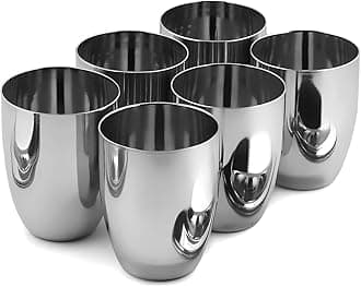 Unbreakable Stainless Steel Heavy Gauge Glass for Drinking and Serving Water and Cold Drink (Kulled Glass 6 Pcs)