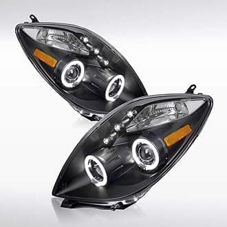 AUTOZENSATION Compatible with 2006-2008 Toyota Yaris Hatchback Black Halo Projector LED Lamps Headlights L + R Pair Headlamp