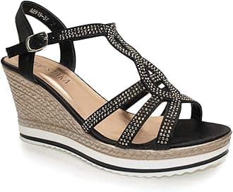 Womens Wedge Ladies Crystal Sparkling Sandal Shine Espadrille Platform Shoes Size UK