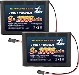 RC Receiver Battery 6V 2000mAh Rechargeable NiMH Receiver RX Batteries Pack Compatible with Futaba RC Airplane Servo Controller Hitec Connectors for RC Airplanes/RC Aircrafts (2-Pack)