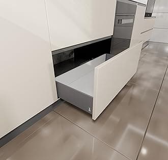 LAPO Alloy Steel Tandem Box Drawer, Soft Close Drawer System, 20 Inch (500mm) & 8 Inch Height, 45 Kg Load Capacity, Modular Kitchen Storage Drawer System, 3 Years Warranty (Grey Finish)