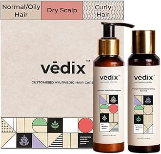Vedix Ayurvedic Hair Care Combo Pack, Customized Anti Hair Fall Shampoo and Hair Oil for Normal/Oily with Dry Scalp & Curly - 200 ml