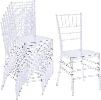 Clear Acrylic Chiavari Chairs, Modern Dining Chairs Set of 48, Accent Event Ghost Chairs for Wedding Party Event Reception