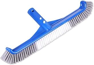 Professional Swimming Pool Wall & Tile Brush,17.5" Curved Edge Heavy Duty Head Designed for Cleans Walls, Tiles & Floors, Premium Nylon Bristles with EZ Clips
