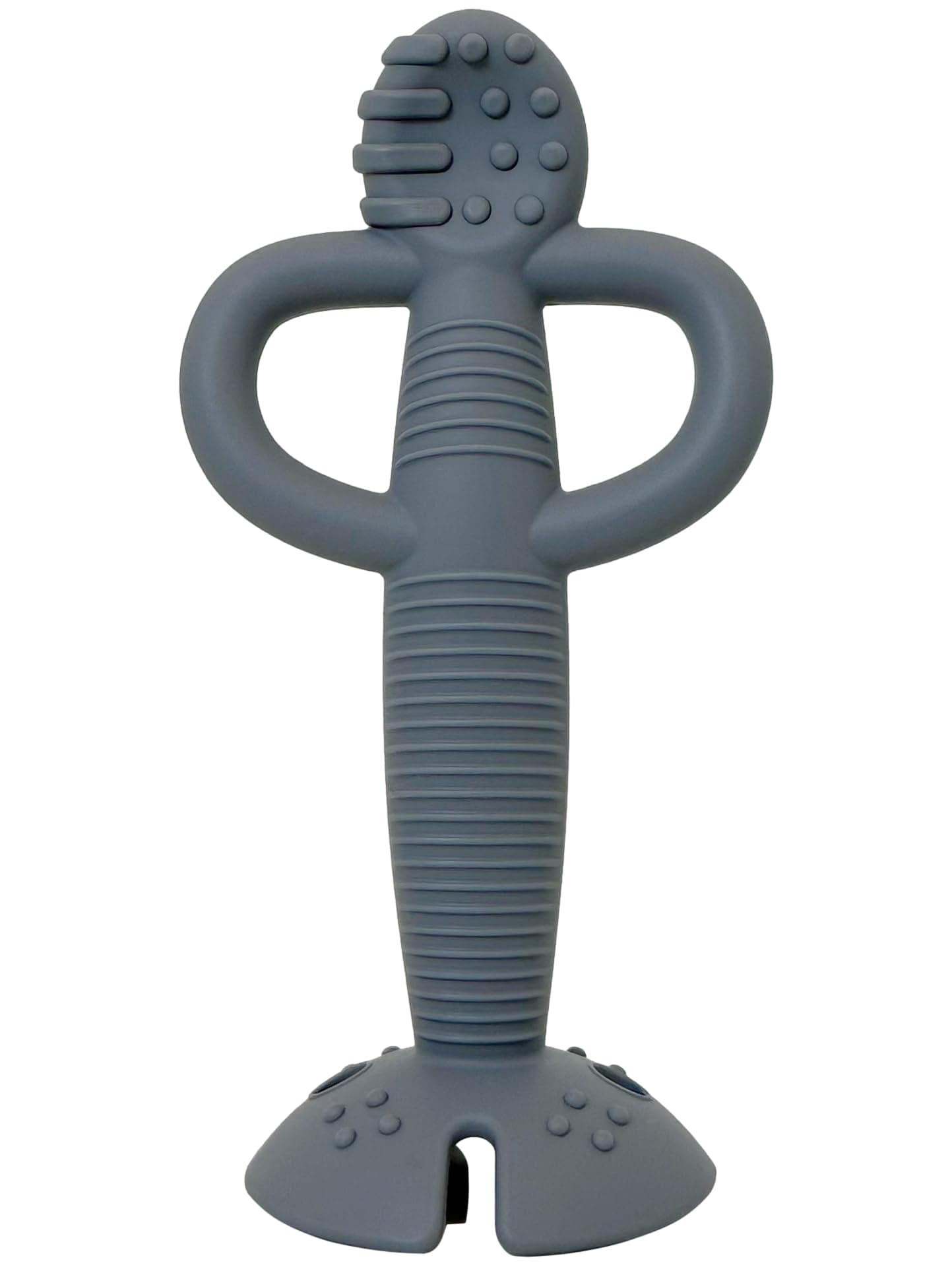 Teething Spoon - 2-in-1 Teether and Training Spoon for Self Feeding, Dishwasher Safe, BPA Free, Food Grade Silicone (Pewter)