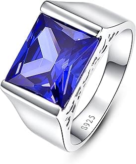 10ct 8x12mm Square-Cut Created Sapphire|Peridot Ring 925 Sterling Silver Ring Mens Engagement Wedding Bands Ring Size 6-14