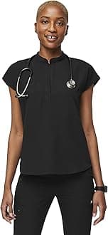 FIGS Rafaela Two-Pocket Mandarin Collar Medical Scrub Top Women — Relaxed Fit, Super Soft Stretch