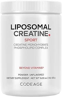 Codeage Liposomal Creatine Powder Supplement - 3-Month Supply - 5000mg Creatine Monohydrate Pre Workout & Post Workouts - Unflavored Creatine, Pure Creatine Powder, Creatinine for Sports - 90 Servings