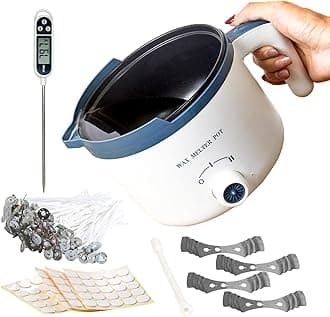 - Ksedcon Wax Melter for Candle Making with Thermometer, Electric Wax Melting Pot Kit with Wicks, Double Candle Making Crock Set with Measurements