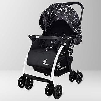 R for Rabbit Sugar Pop Baby Stroller | Pram with Auto Fold for Newborn Baby | Kids Pram and Stroller |Baby Stroller for Boy and Girl of 0 to 3 Years | 6 Months Warranty | (Galaxy Black)
