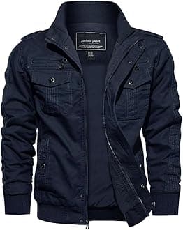 EKLENTSON Men's Casual Cotton Military Bomber Jacket Winter Outerwear Windbreaker Cargo Jacket Multi Pockets