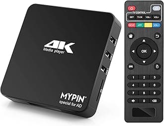 4K Media Player, MYPIN HDMI MP4 Media Player Support 14TB HDD/ 512G USB Drive/SD Card with HDMI/AV Out for HDTV/PPT MKV AVI MP4 H.265-Support Advertising Subtitles/Timing, Networkable