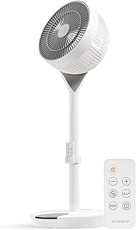 IRIS USA WOOZOO Air Circulator Pedestal Fan with Remote, 360° Oscillation, 12 Speeds, Quiet Motor, 8h Timer, Touch Panel, Height Adjustable, Office, Dorm, Bedroom Fan, White/Gray