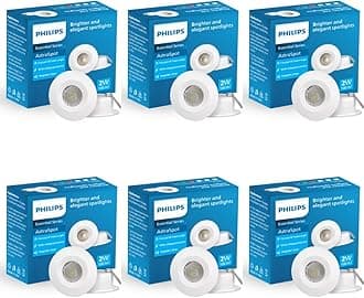 PHILIPS Astra Spot 2-Watt LED COB Lights (Warm White, Pack of 6, Plastic)